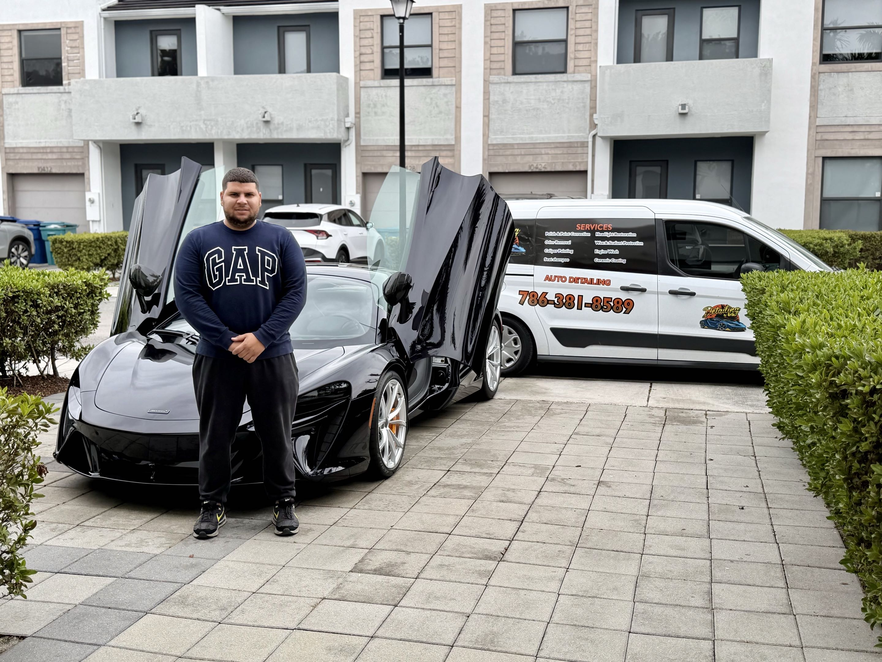 Erik with a luxury car and detailing van